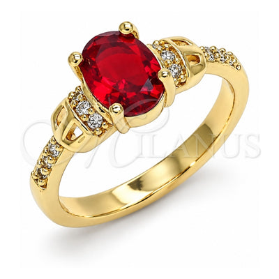 Oro Laminado Multi Stone Ring, Gold Filled Style with Garnet and White Cubic Zirconia, Polished, Golden Finish, 01.284.0051.08 (Size 8)