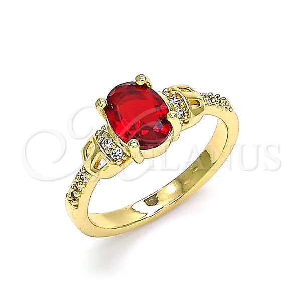 Gold Filled Ring — Multi Stone Ring with Garnet and White Cubic — main product view — SKU 142433 | Oro Laminado anillo — Multi Stone Ring with Garnet and blanco Cubic — SKU 142433