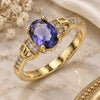 Oro Laminado Multi Stone Ring, Gold Filled Style with Amethyst and White Cubic Zirconia, Polished, Golden Finish, 01.284.0051.1.09 (Size 9)