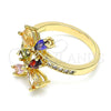Oro Laminado Multi Stone Ring, Gold Filled Style Teardrop Design, with Multicolor Cubic Zirconia, Polished, Golden Finish, 01.221.0004.09 (Size 9)