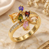 Oro Laminado Multi Stone Ring, Gold Filled Style Teardrop Design, with Multicolor Cubic Zirconia, Polished, Golden Finish, 01.221.0004.09 (Size 9)
