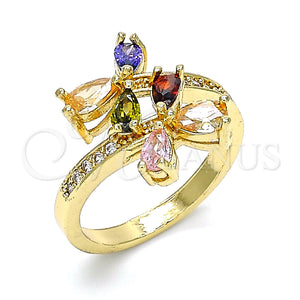 Gold Filled Ring — Multi Stone Ring Teardrop Design with Multicolor Cubic — main product view — SKU 142437 | Oro Laminado anillo — Multi Stone Ring Teardrop diseño with Multicolor Cubic — SKU 142437