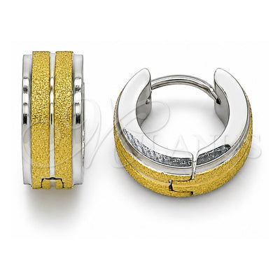 Stainless Steel Huggie Hoop, Matte Finish, Two Tone, 02.384.0001.12