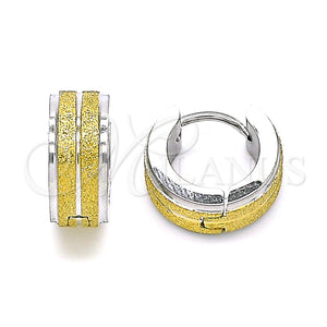 Stainless Steel Hoop Earrings — Huggie Hoop Matte Two Tone 02. — main product view — SKU 142438 | Acero Inoxidable aretes de aro — Huggie Hoop Matte Two Tone 02. — SKU 142438