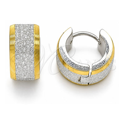 Stainless Steel Huggie Hoop, Matte Finish, Two Tone, 02.384.0002.12