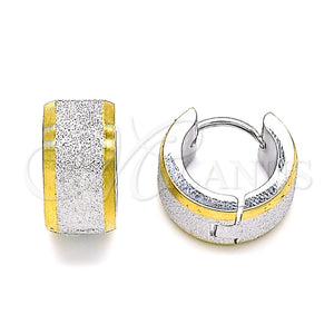 Stainless Steel Hoop Earrings — Huggie Hoop Matte Two Tone 02. — main product view — SKU 142439 | Acero Inoxidable aretes de aro — Huggie Hoop Matte Two Tone 02. — SKU 142439