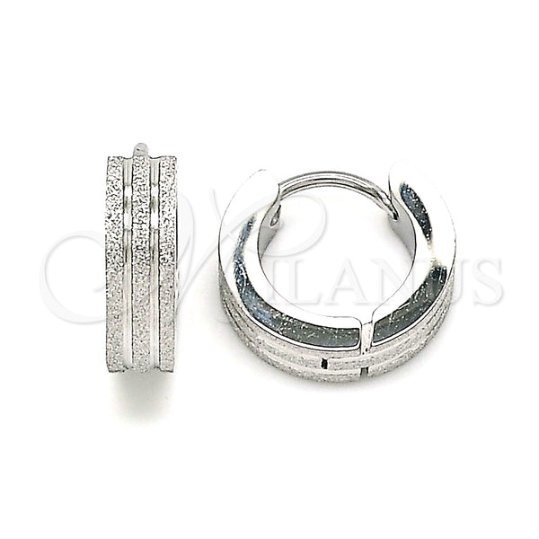 Stainless Steel Hoop Earrings — Huggie Hoop Matte 02. — main product view — SKU 142448 | Acero Inoxidable aretes de aro — Huggie Hoop Matte 02. — SKU 142448