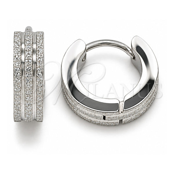 Stainless Steel Huggie Hoop, Matte Finish, Steel Finish, 02.384.0011.12