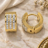 Stainless Steel Huggie Hoop, with White Crystal, Polished, Golden Finish, 02.384.0014.12