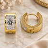 Stainless Steel Huggie Hoop, with White Crystal, Polished, Golden Finish, 02.384.0016.12