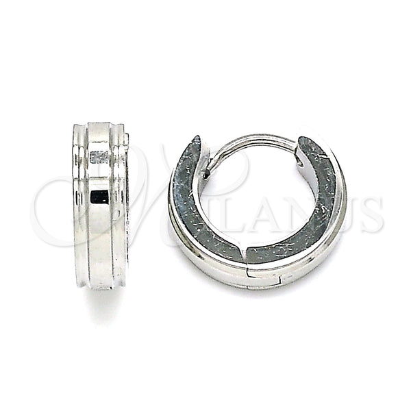 Stainless Steel Hoop Earrings — Huggie Hoop Polished 02. — main product view — SKU 142454 | Acero Inoxidable aretes de aro — Huggie Hoop pulido 02. — SKU 142454