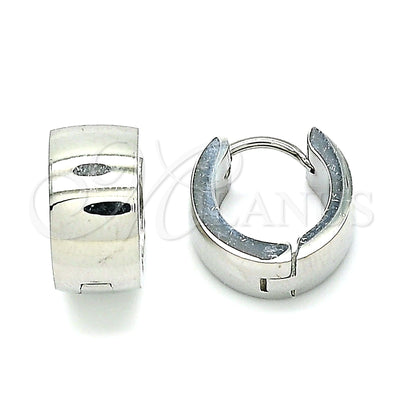 Acero Inoxidable aretes de aro — Huggie Hoop pulido 02. por Mayoreo, vista principal del producto