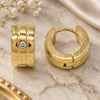 Stainless Steel Huggie Hoop, with White Crystal, Polished, Golden Finish, 02.384.0022.12