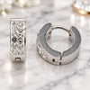 Stainless Steel Huggie Hoop, with White Crystal, Polished, Steel Finish, 02.384.0023.12
