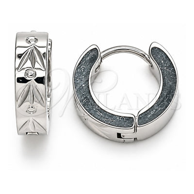 Stainless Steel Huggie Hoop, Diamond Cutting Finish, Steel Finish, 02.384.0026.12