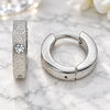 Stainless Steel Huggie Hoop, with White Crystal, Matte Finish, Steel Finish, 02.384.0029.12