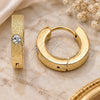 Stainless Steel Huggie Hoop, with White Crystal, Matte Finish, Golden Finish, 02.384.0029.1.12