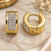 Stainless Steel Huggie Hoop, with White Crystal, Polished, Golden Finish, 02.384.0031.1.12