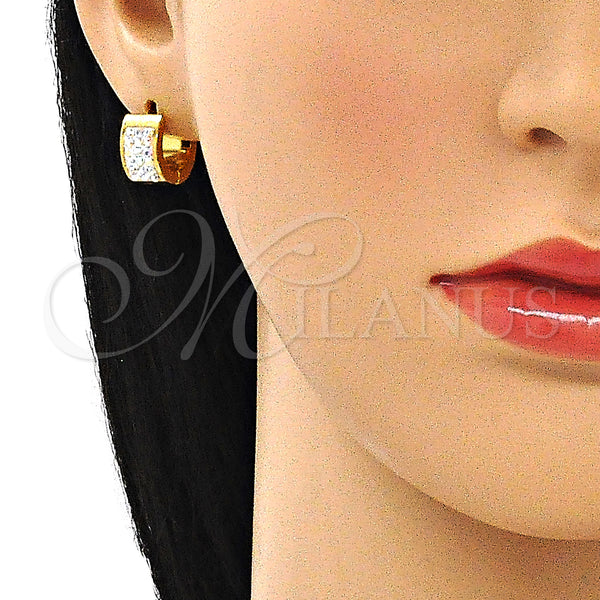 Stainless Steel Hoop Earrings — Huggie Hoop with Multicolor Crystal Polished 02. — alternate product view — SKU 142473 | Acero Inoxidable aretes de aro — Huggie Hoop with Multicolor cristal pulido 02. — SKU 142473