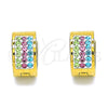 Stainless Steel Huggie Hoop, with Multicolor Crystal, Polished, Golden Finish, 02.384.0032.12