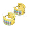 Stainless Steel Huggie Hoop, with Multicolor Crystal, Polished, Golden Finish, 02.384.0032.12
