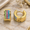 Stainless Steel Huggie Hoop, with Multicolor Crystal, Polished, Golden Finish, 02.384.0032.12