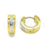 Stainless Steel Huggie Hoop, with White Crystal, Polished, Golden Finish, 02.384.0034.12