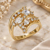 Oro Laminado Multi Stone Ring, Gold Filled Style with White Cubic Zirconia, Polished, Golden Finish, 01.221.0006.09 (Size 9)