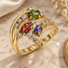 Oro Laminado Multi Stone Ring, Gold Filled Style with Multicolor Cubic Zirconia, Polished, Golden Finish, 01.221.0006.1.09 (Size 9)