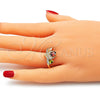 Oro Laminado Multi Stone Ring, Gold Filled Style Teardrop Design, with Multicolor Cubic Zirconia, Polished, Golden Finish, 01.221.0007.1.09 (Size 9)