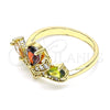 Oro Laminado Multi Stone Ring, Gold Filled Style Teardrop Design, with Multicolor Cubic Zirconia, Polished, Golden Finish, 01.221.0007.1.09 (Size 9)
