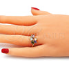 Oro Laminado Multi Stone Ring, Gold Filled Style Teardrop Design, with Multicolor Cubic Zirconia, Polished, Golden Finish, 01.221.0008.1.09 (Size 9)