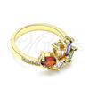 Oro Laminado Multi Stone Ring, Gold Filled Style Teardrop Design, with Multicolor Cubic Zirconia, Polished, Golden Finish, 01.221.0008.1.09 (Size 9)