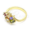 Oro Laminado Multi Stone Ring, Gold Filled Style Teardrop Design, with Multicolor Cubic Zirconia, Polished, Golden Finish, 01.221.0008.1.09 (Size 9)