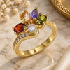 Oro Laminado Multi Stone Ring, Gold Filled Style Teardrop Design, with Multicolor Cubic Zirconia, Polished, Golden Finish, 01.221.0008.1.09 (Size 9)