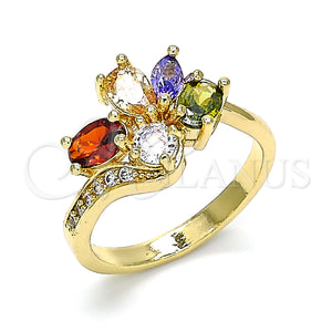 Gold Filled Ring — Multi Stone Ring Teardrop Design with Multicolor Cubic — main product view — SKU 142491 | Oro Laminado anillo — Multi Stone Ring Teardrop diseño with Multicolor Cubic — SKU 142491