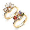 Oro Laminado Multi Stone Ring, Gold Filled Style Teardrop Design, with Multicolor Cubic Zirconia, Polished, Golden Finish, 01.221.0008.1.09 (Size 9)