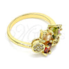 Oro Laminado Multi Stone Ring, Gold Filled Style Teardrop Design, with Multicolor Cubic Zirconia, Polished, Golden Finish, 01.221.0010.1.09 (Size 9)
