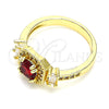 Oro Laminado Multi Stone Ring, Gold Filled Style Baguette Design, with Garnet and White Cubic Zirconia, Polished, Golden Finish, 01.221.0013.09 (Size 9)