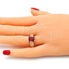 Oro Laminado Multi Stone Ring, Gold Filled Style with Garnet and White Cubic Zirconia, Polished, Golden Finish, 01.221.0014.2.09 (Size 9)