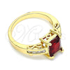 Oro Laminado Multi Stone Ring, Gold Filled Style with Garnet and White Cubic Zirconia, Polished, Golden Finish, 01.221.0014.2.09 (Size 9)