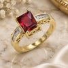 Oro Laminado Multi Stone Ring, Gold Filled Style with Garnet and White Cubic Zirconia, Polished, Golden Finish, 01.221.0014.2.09 (Size 9)