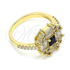 Oro Laminado Multi Stone Ring, Gold Filled Style with Black and White Cubic Zirconia, Polished, Golden Finish, 01.221.0015.2.09 (Size 9)