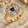Oro Laminado Multi Stone Ring, Gold Filled Style with Black and White Cubic Zirconia, Polished, Golden Finish, 01.221.0015.2.09 (Size 9)