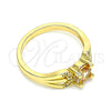 Oro Laminado Multi Stone Ring, Gold Filled Style with Dark Champagne and White Cubic Zirconia, Polished, Golden Finish, 01.284.0052.06 (Size 6)
