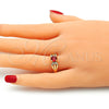 Oro Laminado Multi Stone Ring, Gold Filled Style with Garnet and White Cubic Zirconia, Polished, Golden Finish, 01.284.0052.1.06 (Size 6)