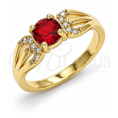 Oro Laminado Multi Stone Ring, Gold Filled Style with Garnet and White Cubic Zirconia, Polished, Golden Finish, 01.284.0052.1.06 (Size 6)