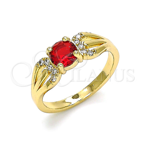 Oro Laminado Multi Stone Ring, Gold Filled Style with Garnet and White Cubic Zirconia, Polished, Golden Finish, 01.284.0052.1.06 (Size 6)