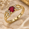 Oro Laminado Multi Stone Ring, Gold Filled Style with Garnet Cubic Zirconia and White Crystal, Polished, Golden Finish, 01.284.0052.1.07 (Size 7)