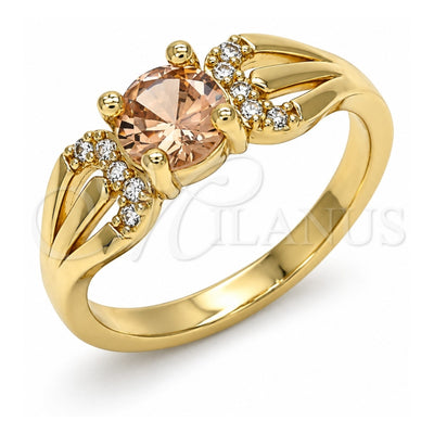 Oro Laminado Multi Stone Ring, Gold Filled Style with Dark Champagne and White Cubic Zirconia, Polished, Golden Finish, 01.284.0052.08 (Size 8)